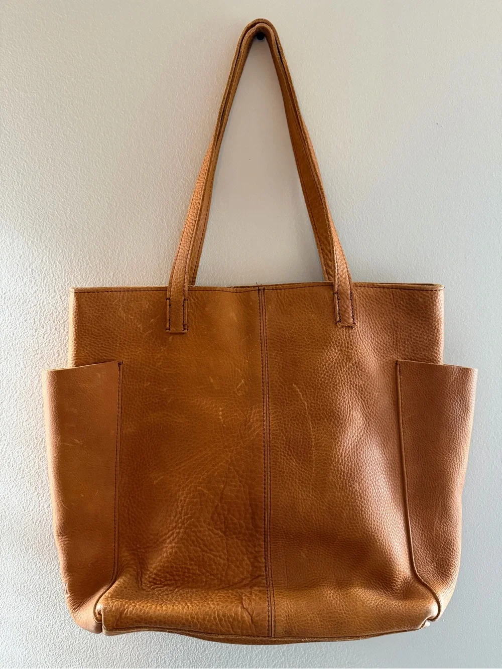 Classic Tan Leather Tote with Dual Straps